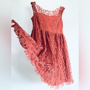 Most gorgeous vintage burnt orange lace backless dress🧡